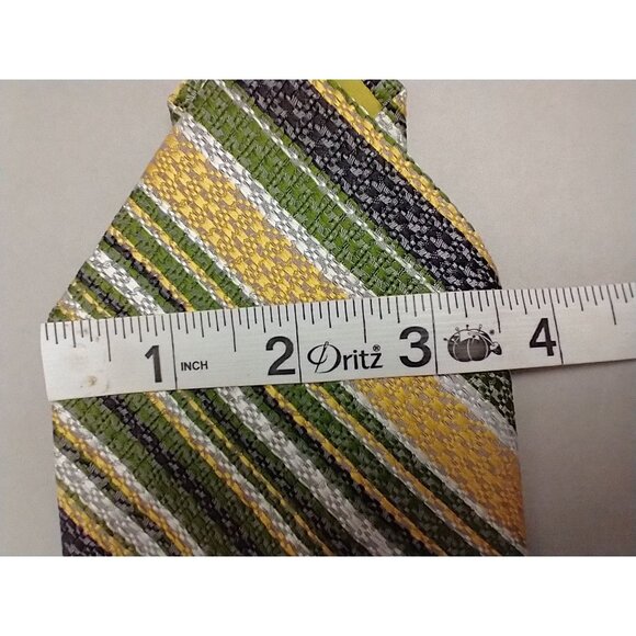 Vtg 70s Damon Tie Mens Necktie Wide Disco Mod Avacado Green Stripe Wide Repp - Picture 6 of 10